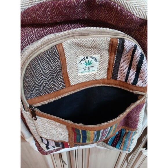 Pure Hemp Artisan Boho Himalayan Hemp Multi Color Embroidered Backpack THC FREE - Picture 10 of 11